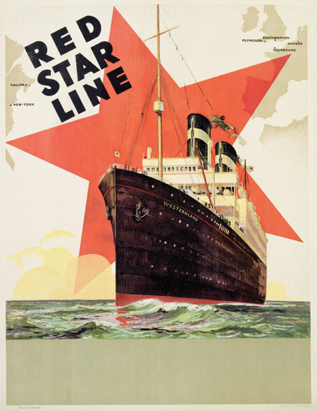 Poster advertising the Red Star Line, printed by L. Gaudio, Anvers von Belgian School, (20th century)