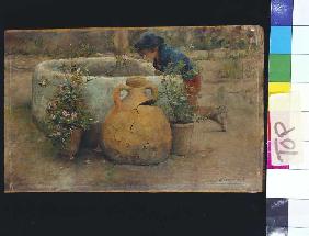 Junge in einen Brunnen schauend 1889