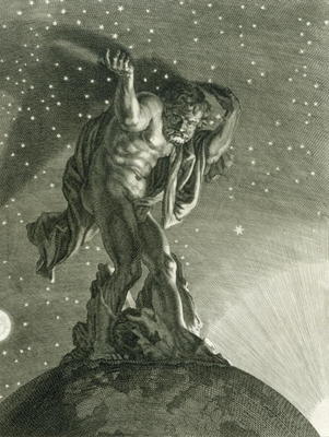 Atlas Supports the Heavens on his Shoulders, 1731 (engraving) von Bernard Picart