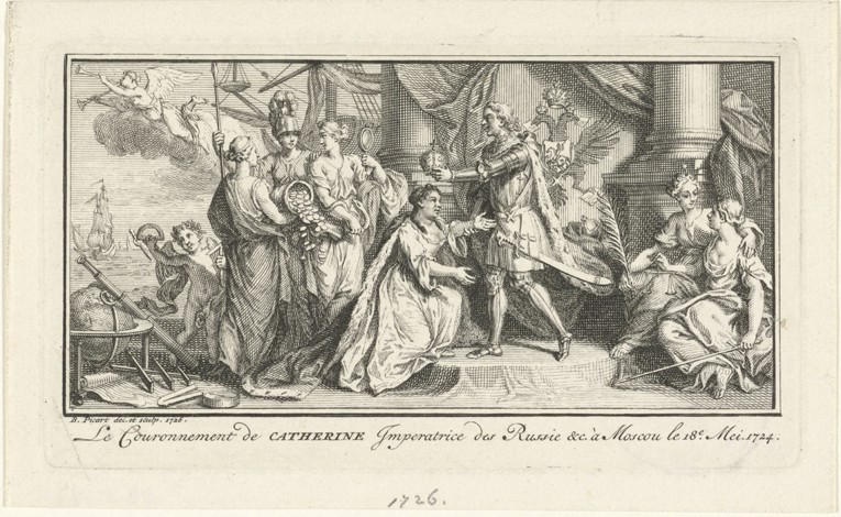 Peter der Große krönt seine Frau Katharina I. zur Kaiserin von Bernard Picart