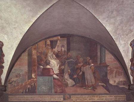 St. Antoninus Presents Himself to Pope Eugenius III as an Ambassador, lunette von Bernardino Barbatelli Poccetti