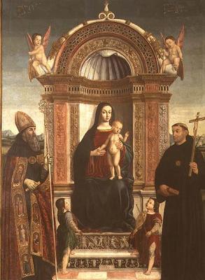 Madonna and Child with St. Nicholas of Tolentino and St. Augustine von Bernardino Loschi