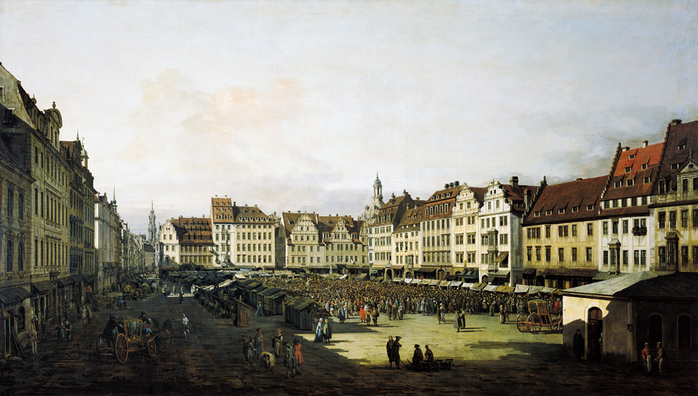 Der Altmarkt zu Dresden von der Seegasse aus von Bernardo Bellotto