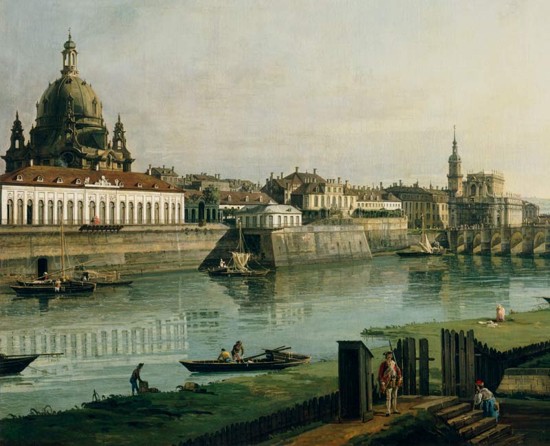 Dresden vom rechten Elbufer oberhalb der Augustusbruecke (Ausschnitt) von Bernardo Bellotto