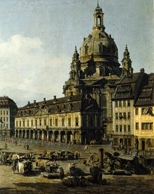 Der Neumarkt in Dresden von der Moritz - Strasse aus (Ausschnitt) von Bernardo Bellotto