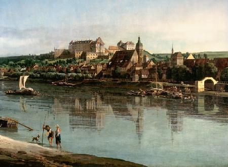 Pirna vom rechten Elbufer bei Copitz unterhalb der Stadt. Zwischen 1753/1755