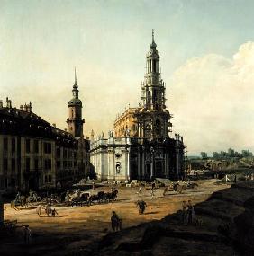 Dresden vom linken Elbufer oberhalb des Altstaedter Brueckenkopfes 1747