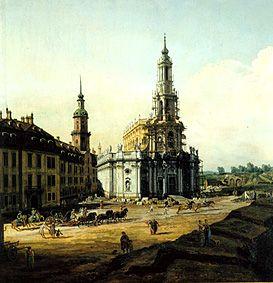 Dresden vom linken Elbufer oberhalb des Altstädter Brückenkopfes (Detail) 1748