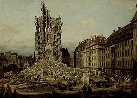 Die Trümmer der ehemaligen Kreuzkirche in Dresden 1765