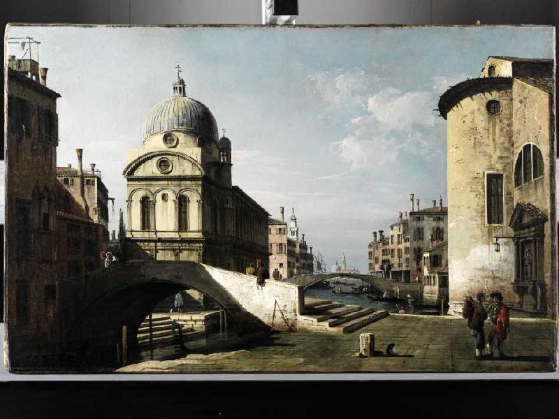 Venezianisches Capriccio mit Ansicht von Santa Maria dei Miracoli von Bernardo Bellotto