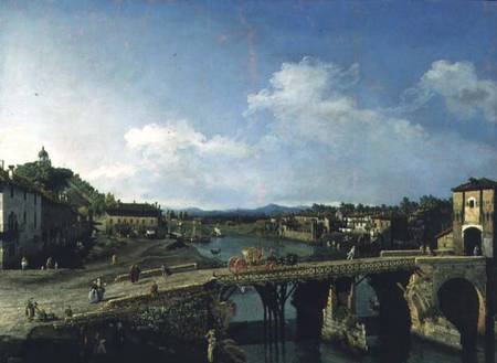 View of an Old Bridge Over the River Po, Turin von Bernardo Bellotto