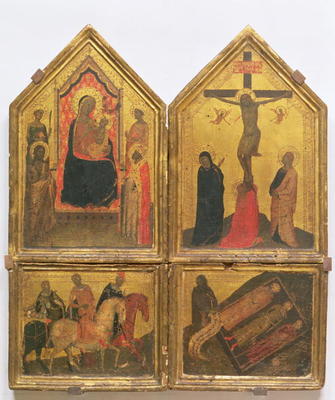 Madonna and Child with Saints, the Crucifixion and the Legend of the Three Living and the Three Dead von Bernardo Daddi