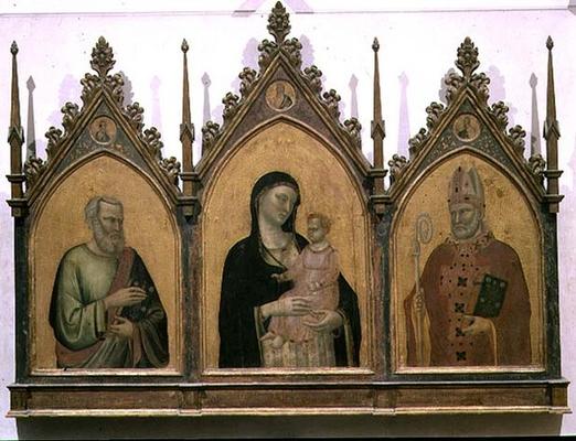 Madonna and Child with SS. Matthew and Nicholas, altarpiece, 1328 (tempera on panel) von Bernardo Daddi