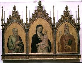 Madonna and Child with SS. Matthew and Nicholas, altarpiece, 1328 (tempera on panel) 01st-