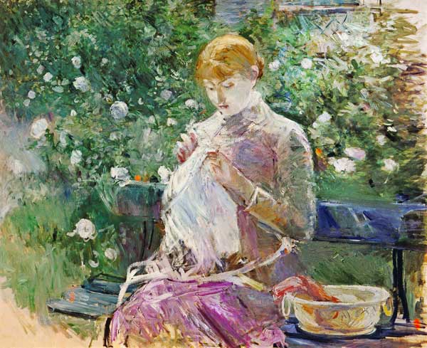 Pasie sewing in Bougival's Garden, 1881 (oil on canvas) von Berthe Morisot