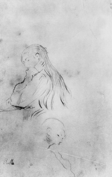 Young Girl Writing von Berthe Morisot