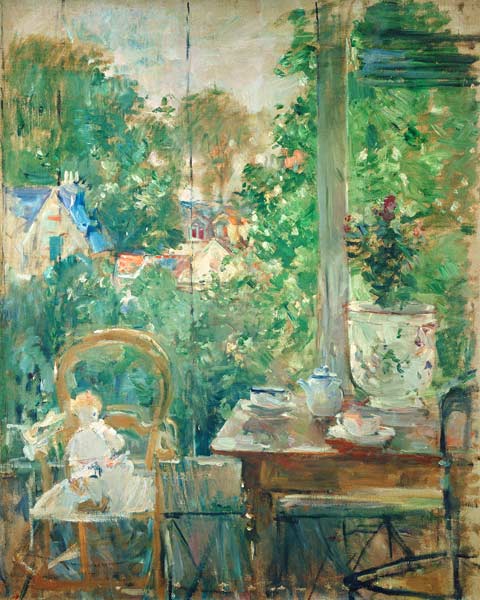 Das Püppchen auf der Veranda. von Berthe Morisot