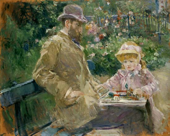 Eugene Manet und seine Tochter im Garten von Bougival von Berthe Morisot