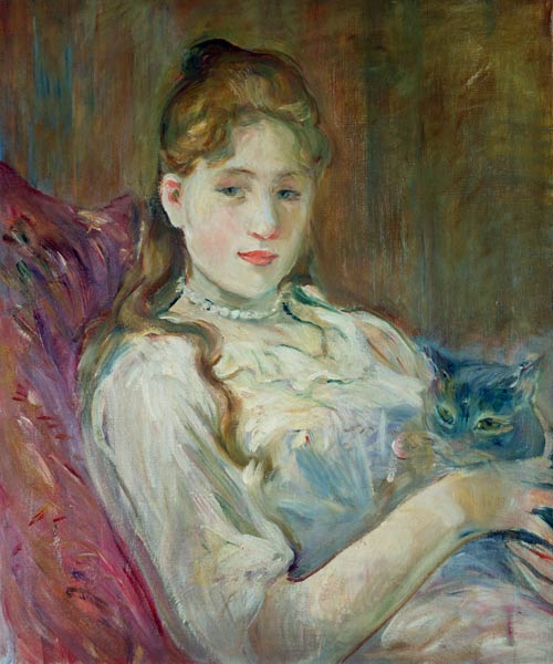 Mädchen mit Katze von Berthe Morisot