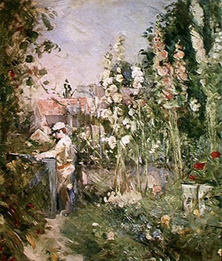 Young Boy in the Hollyhocks von Berthe Morisot