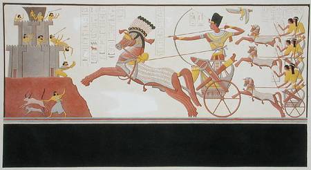 Ramesses II (1279-13 BC) at the Battle of Kadesh, facing the army of Muwattali, King of the Hittites von Bigant and Allais