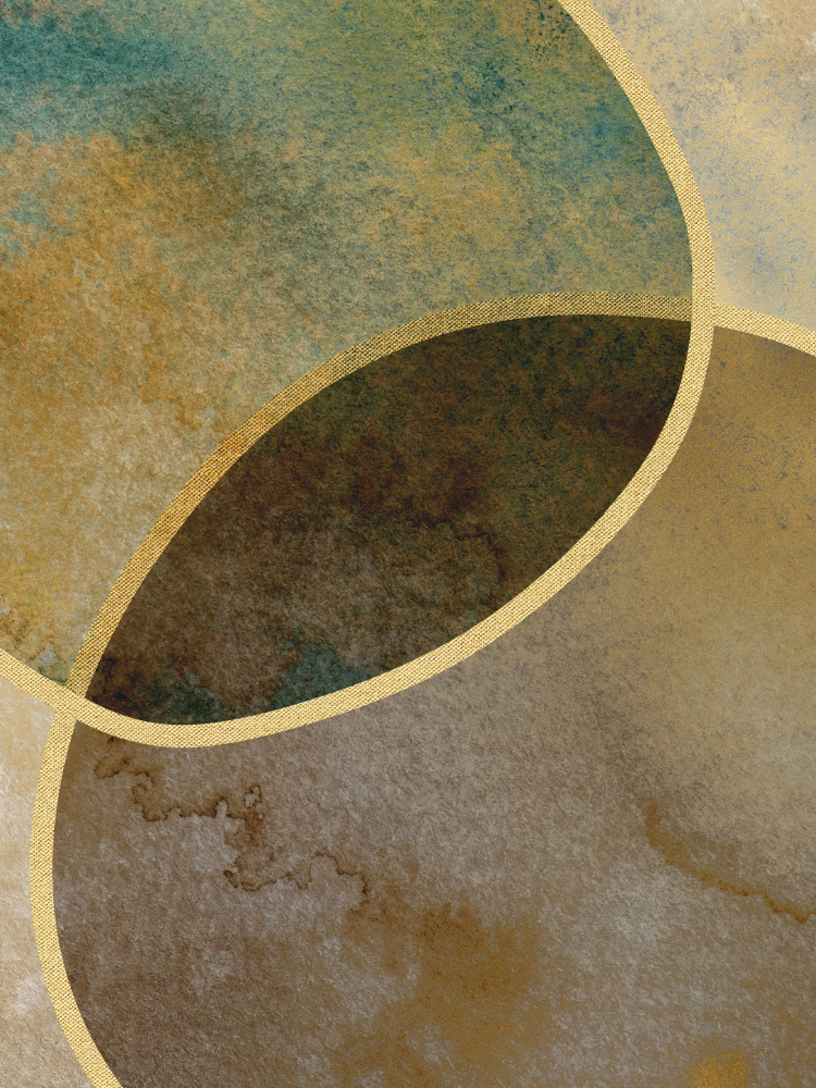 Abstrakte Kreise mit Gold 2 von Bilge Paksoylu