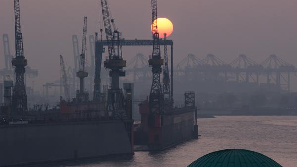 Sonnenuntergang Hafen (Hamburg) 2015