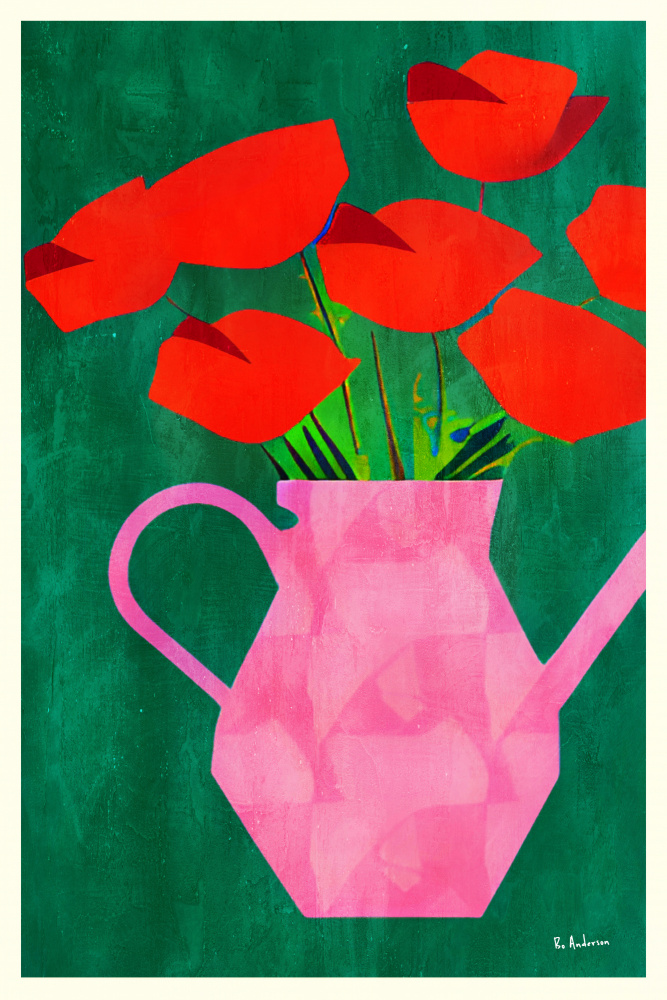 Rote Mohnblumen in einer rosa Vase von Bo Anderson