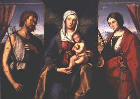 Madonna and Child, with SS. Catherine of Alexandria and John the Baptist (panel) 19th