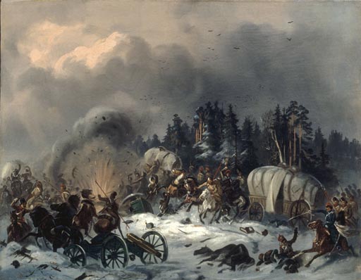 Szene dem russisch-franzoesischen Krieg 1812 von Bogdan Pawlowitsch Willewalde