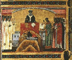 Der hl. Franziskus feiert Weihnacht in Greccio 1250