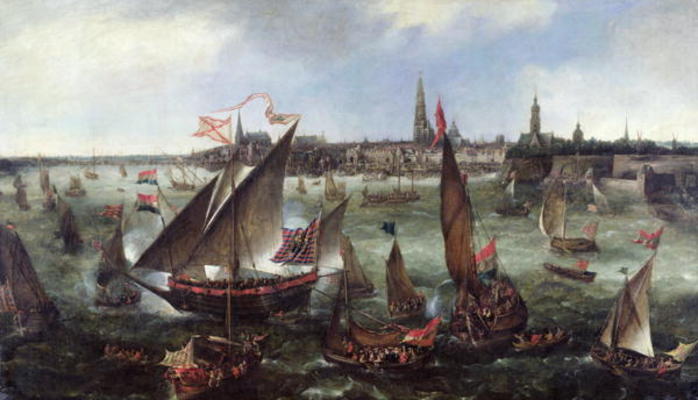 View of the Port of Antwerp during the Celebrations of the Taking of Breda, 1628 (oil on canvas) von Bonaventura Peeters