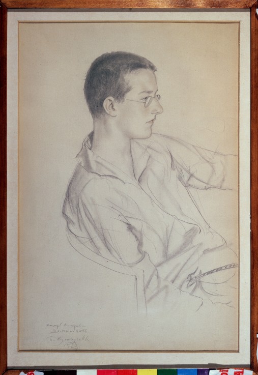 Porträt des Komponisten Dmitri Schostakowitsch (1906-1975) von Boris Michailowitsch Kustodiev