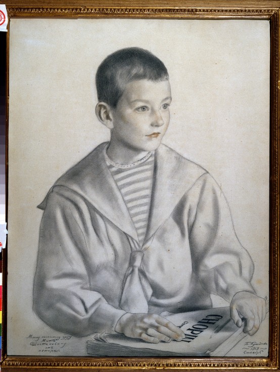 Porträt des Komponisten Dmitrij Schostakowitsch (1906-1975) als Kind von Boris Michailowitsch Kustodiev