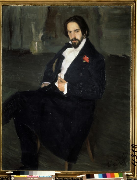 Porträt des Malers Iwan Bilibin (1876-1942) von Boris Michailowitsch Kustodiev