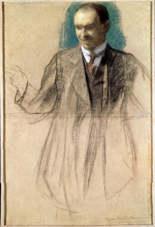 Porträt des Malers Kusma Petrow-Wodkin (1878-1939) von Boris Michailowitsch Kustodiev