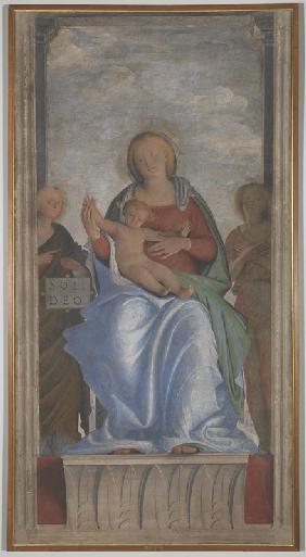 Maria mit dem Kind und zwei Engeln