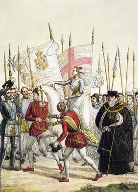Queen Elizabeth I (1530-1603) Rallying the Troops at Tilbury before the Arrival of the Spanish Armad 19th