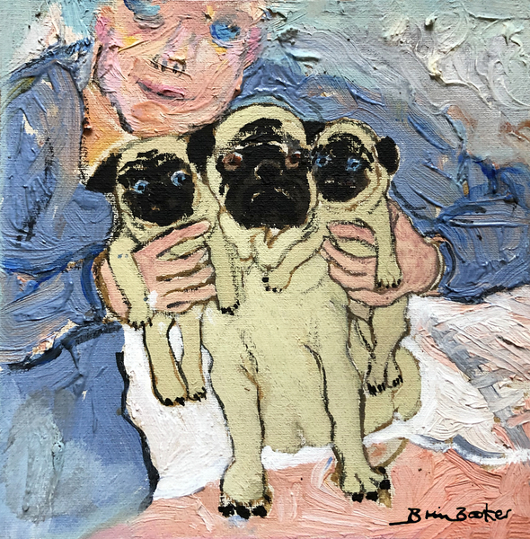 Pug pups with their Mother von Brenda Brin  Booker