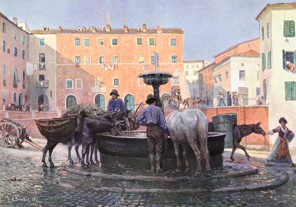Am Brunnen in Genzano von Brendel Carl Alexander