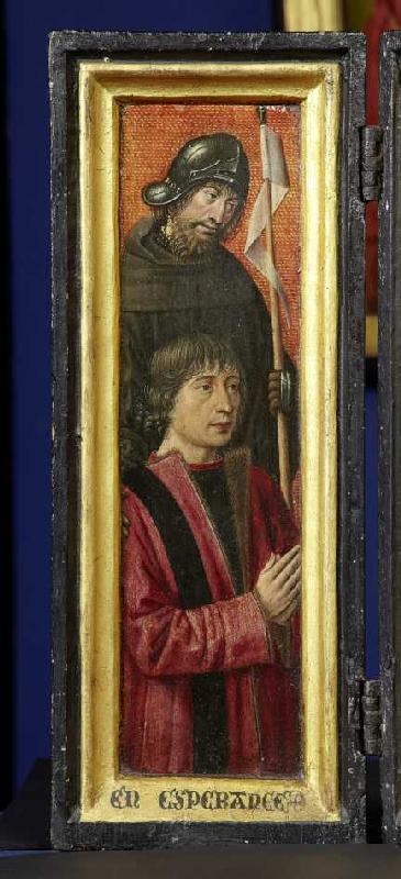 Bildnis Willem van Overbeke mit hl. Wilhelm (linker Innenflügel zu Bildnummer 20296) von Brügger (?) Meister