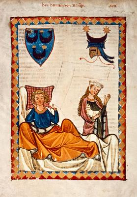 Heinrich von Morungen auf dem Ruhebett um 1310-40
