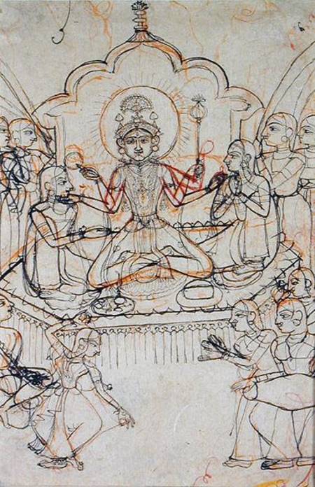 Krishna Seated on a Throne von Bundi School