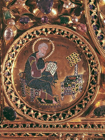The Pala d''Oro, detail of St. Matthew (gold & enamel inlaid with precious stones) von Byzantine