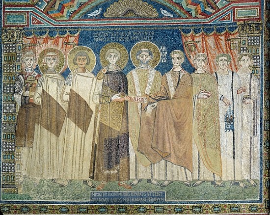 The Emperor Constantine IV grants tax immunity to the Archbishop of Ravenna von Byzantine School