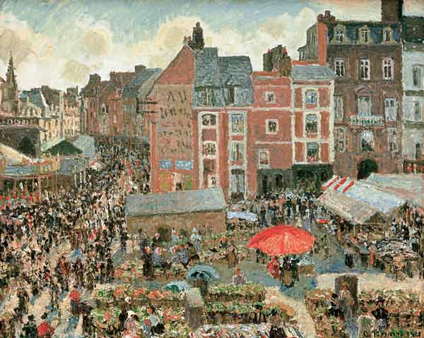 Jahrmarkt in Dieppe, Sonne, Nachmittag von Camille Pissarro