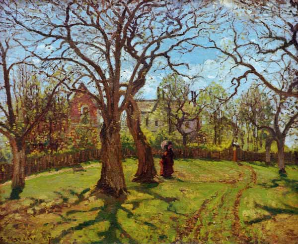 Kastanienbäume in Louveciennes, Frühling von Camille Pissarro