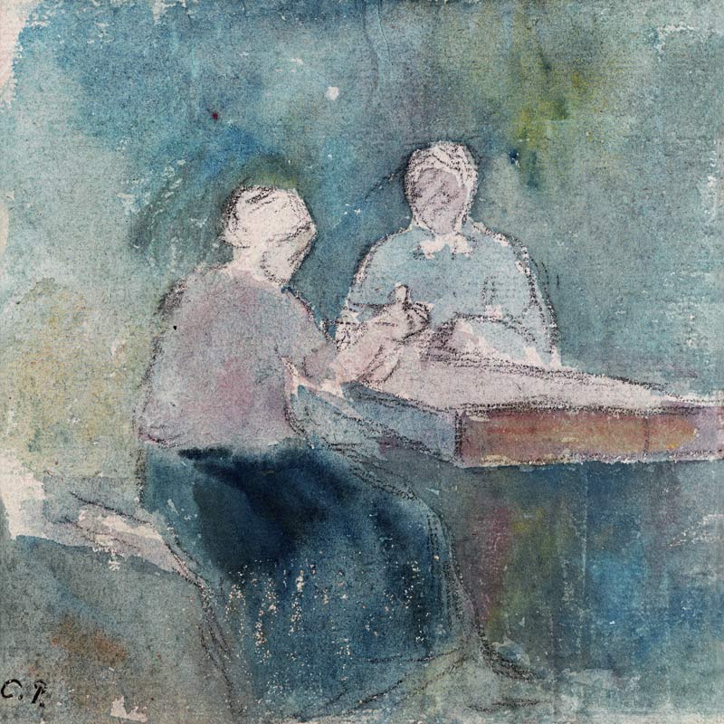Two Peasants at the Table von Camille Pissarro