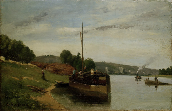Camille Pissarro,Lastkähne auf der Seine von Camille Pissarro