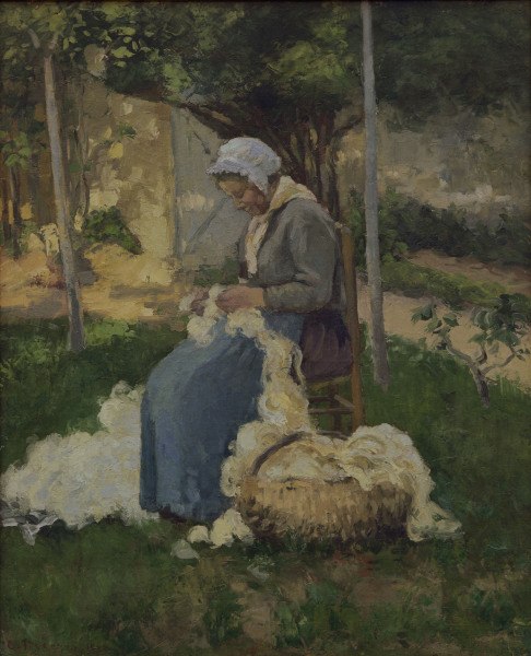 C.Pissarro, Bäuerin beim Wollezupfen von Camille Pissarro